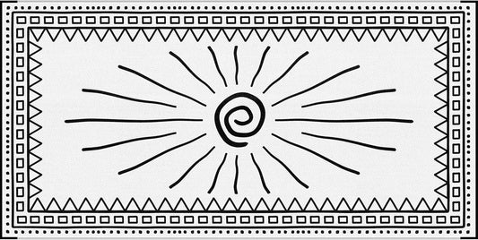 RV Outdoor Rug, Plastic Straw Waterproof Rugs Lightweight Reversible RV Mat Outdoor Patio Rug with Storage Bag for Outside Camper Under Awning Backyard, Sun Print