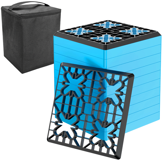 Heavy Duty RV Leveling Blocks 12 Pack, Interlocking Design Camper Leveling Blocks with Packing Bag, Ideal for Leveling Single and Dual Wheels (Blue)