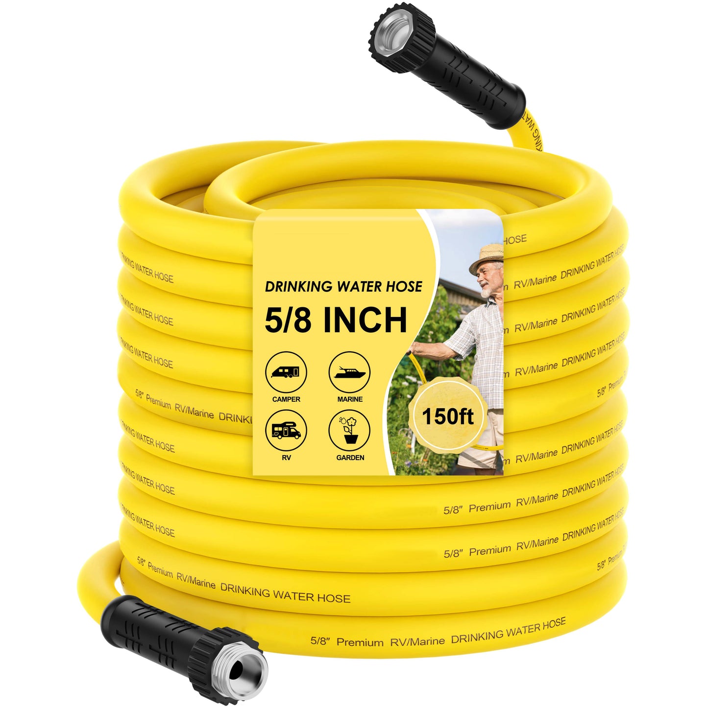 RV Drinking Water Hose with Storage Bag, 5/8" Premium Fresh Water Hose for RV, Camping, Marine, Trailer and Truck, BPA Free, Anti-Kink and Leak-Free, Drinking Water Safe