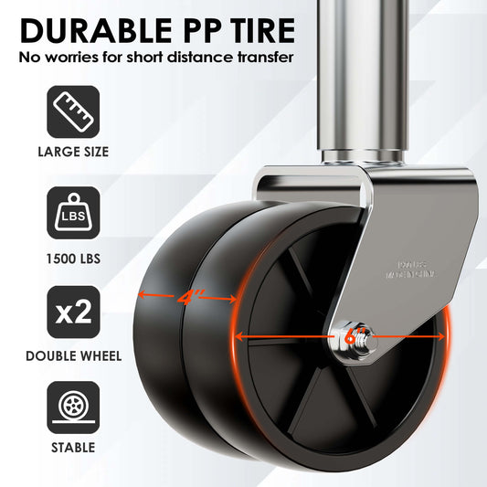 1500 lbs Trailer Jack with Dual Wheel, Heavy Duty Swivel Boat Jacks, 10" Lift, Bolt-on Trailer Tongue Jack for RV Boat Trailers