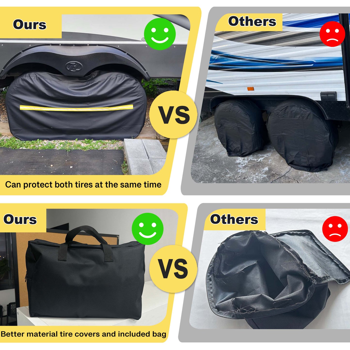 RV Tire Covers, Upgraded Reflective Strip Tire Covers for Trailers, Waterproof Anti-UV Dual Axle Wheel Cover RV Accessories for Trucks Trailers, 2 Pack, Fits 30"-33" Diameter