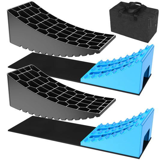 RV Levelers, Heavy Duty RV Ramps for Leveling, Camper Wheel Levelers, Trailer Leveling Up to 35,000 lbs with Rubber Anti-Skid Pads and Storage Carrying Bag