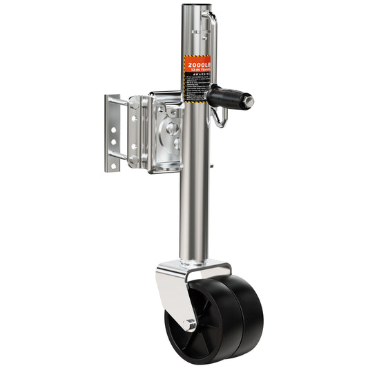 2000 lbs Trailer Jack with Dual Wheel, Heavy Duty Swivel Boat Jack, 12" Lift, Bolt-on Tongue Trailer Jack for RV Boat Trailers