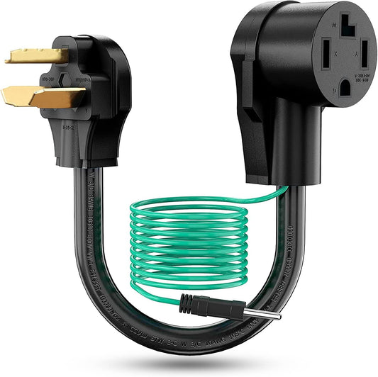 Dryer Adapter 4 Prong to 3 Prong, 4P Newer to 3P Older House, Convert Cord NEMA 10-30P Plug to 14-30R Receptacle, 10 AWG STW 1.5FT With Safety Ground Wire, ETL Listed