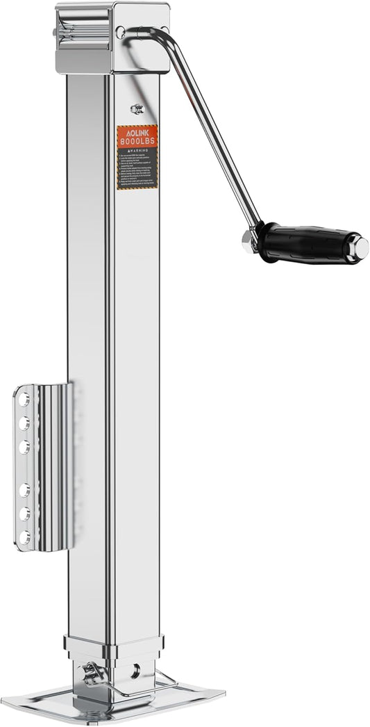 8000 lbs Trailer Jack, Bolt-On, 28.9" Vertical Travel, Heavy Duty, Adjustable Drop Leg, for Utility Trailer, Yacht, Boat, RV (Silvery)