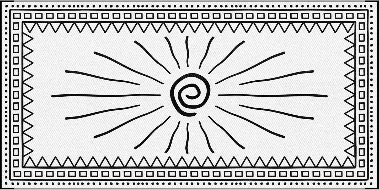 RV Outdoor Rug 9' × 18' Plastic Straw Outdoor Patio Rug Sun Print