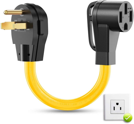 NEMA 6-50P to 14-50R EV Charger Adapter Cord, for Level 2 EV Charging, ETL Listed, Upgrade 180 Degree Bent with Grip Handle, 100% Pure Copper, Heavy Duty 6 Gauge Wire, 16 Inch