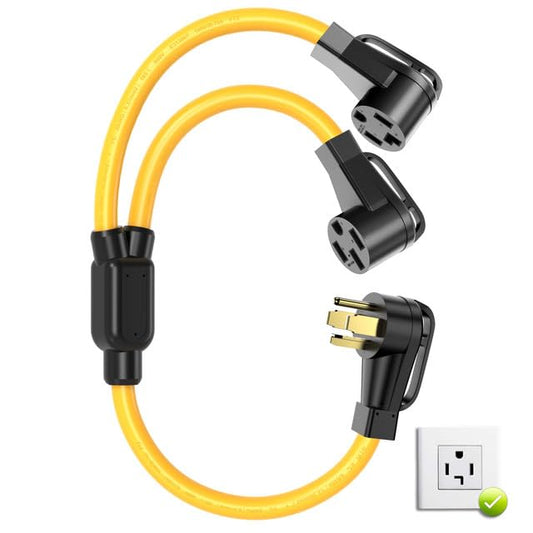 Dryer Y Adapter Splitter, NEMA 14-30P to 14-30R/14-50R, 4 Prong Dryer EV Outlet Plug Adapter Cord,30 Amp to 30 Amp/50 Amp, ETL Listed
