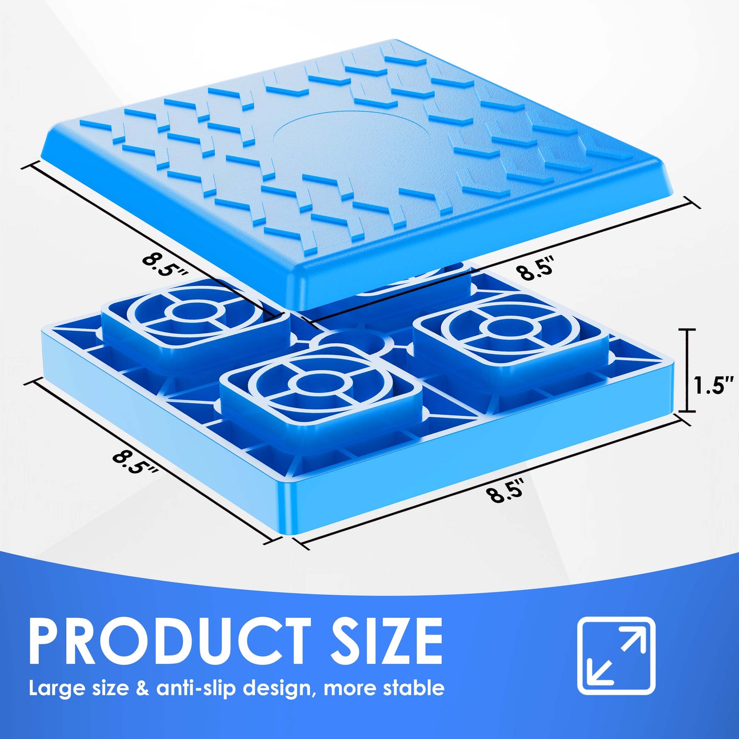 Heavy Duty RV Leveling Blocks 12 Pack, Interlocking Design Camper Leveling Blocks with Packing Bag, Ideal for Leveling Single and Dual Wheels (Blue)
