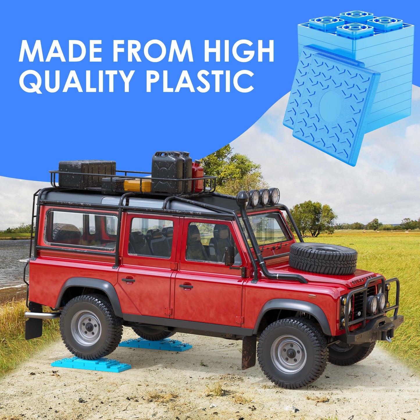 Heavy Duty RV Leveling Blocks 12 Pack, Interlocking Design Camper Leveling Blocks with Packing Bag, Ideal for Leveling Single and Dual Wheels (Blue)