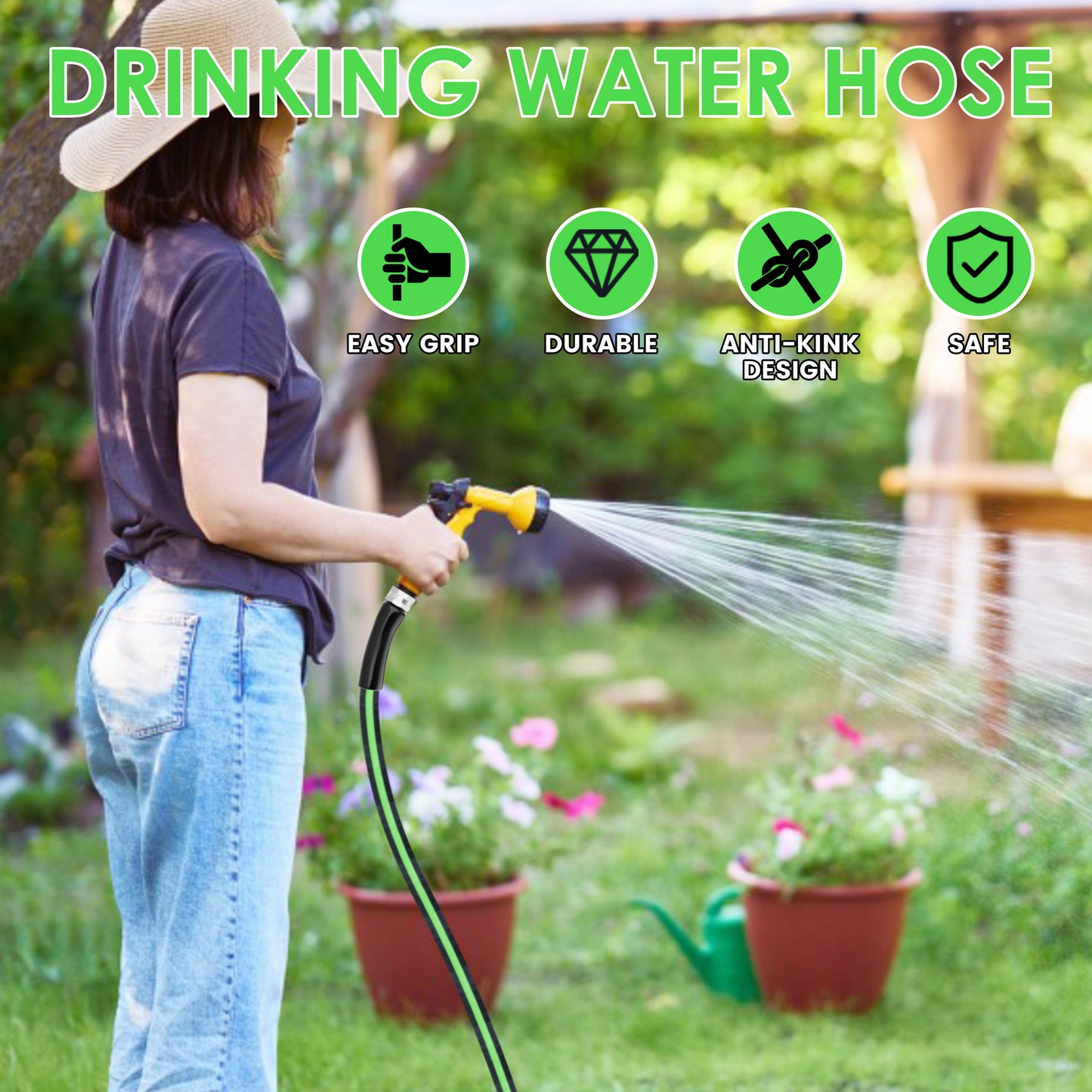 RV Drinking Water Hose, Lead-Free, Fabric Reinforced, Lightweight, 3/4 GHT Fitting, Abrasion Resistant