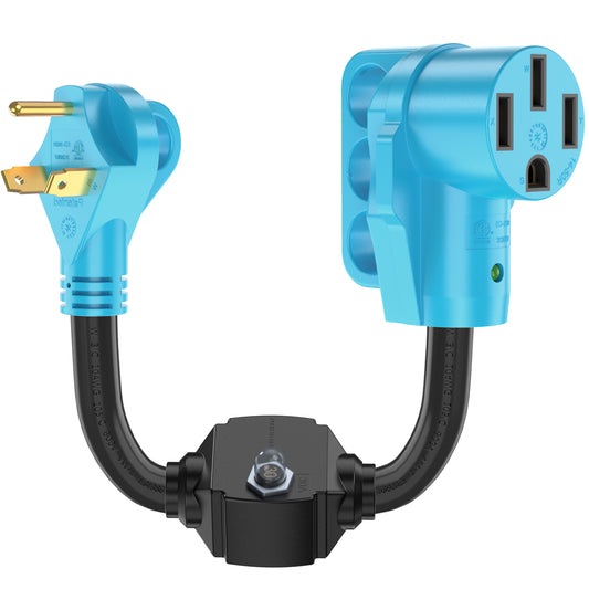 Overload Protector 30 Amp to 50 Amp RV Adapter Cord with Circuit Breaker, NEMA TT-30P Male to 14-50R Female Electrical Power Adapter Only for RV, ETL Listed
