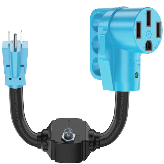 Overload Protector 50 Amp to 15 Amp 110 Volt RV Adapter Cord with Circuit Breaker, NEMA 5-15P Male to 14-50R Female Dogbone, STW 10 Gauge for RV Trailer Camper(Not for EV), ETL Listed