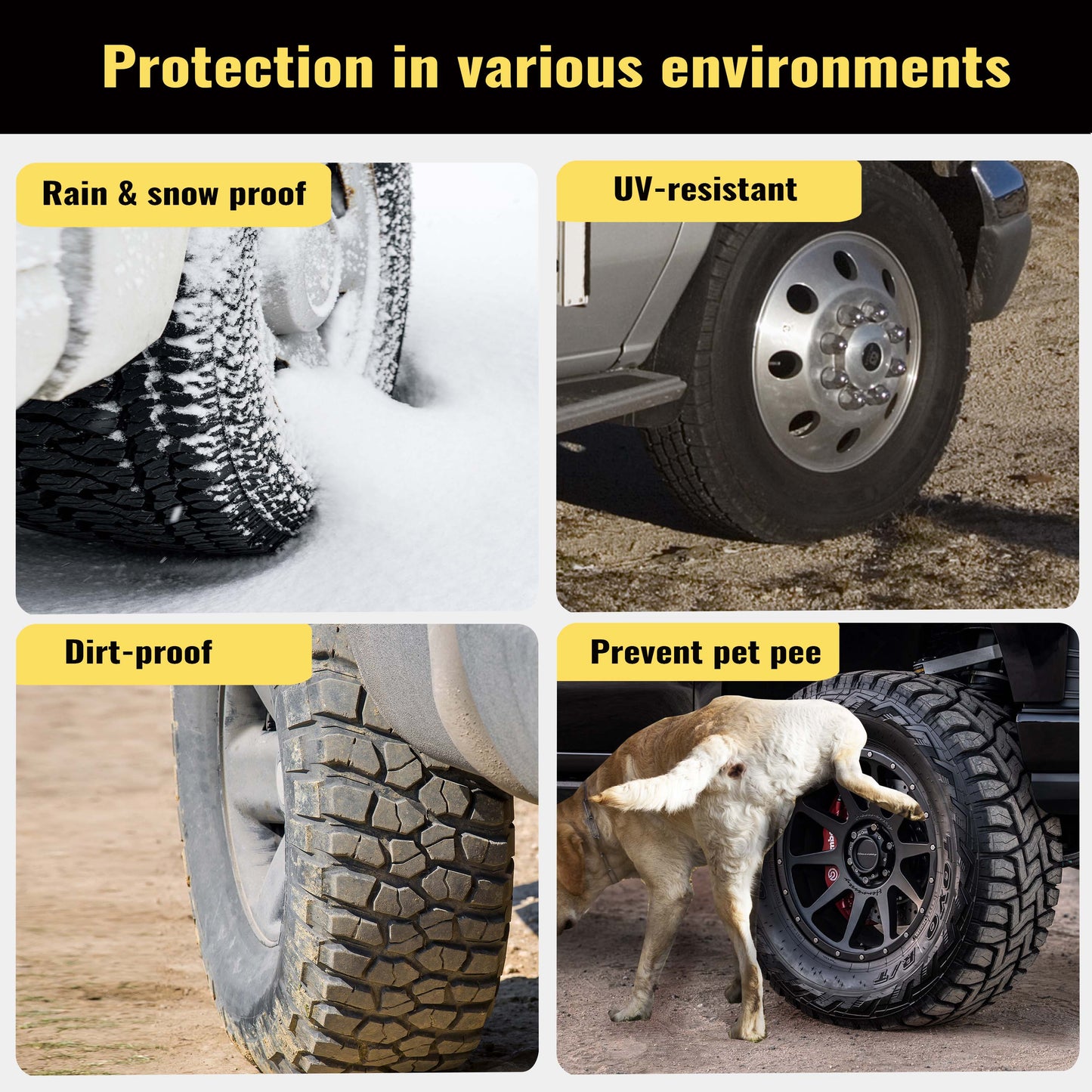 RV Tire Covers, Upgraded Reflective Strip Tire Covers for Trailers, Waterproof Anti-UV Dual Axle Wheel Cover RV Accessories for Trucks Trailers, 2 Pack, Fits 30"-33" Diameter