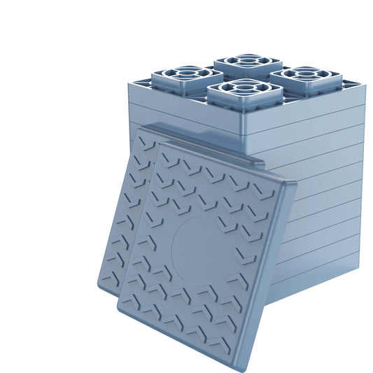 Heavy Duty RV Leveling Blocks 12 Pack, Interlocking Design Camper Leveling Blocks with Packing Bag, Ideal for Leveling Single and Dual Wheels (Gray)