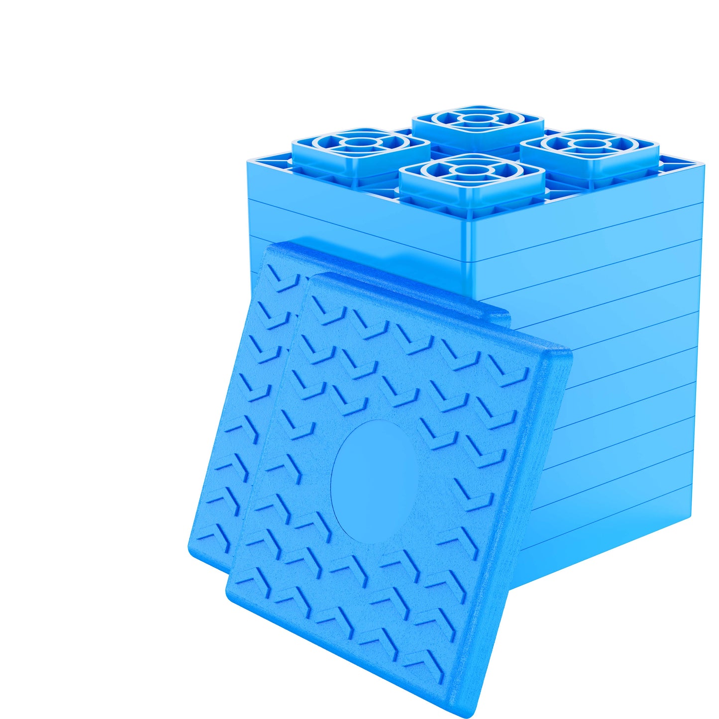 Heavy Duty RV Leveling Blocks 12 Pack, Interlocking Design Camper Leveling Blocks with Packing Bag, Ideal for Leveling Single and Dual Wheels (Blue)