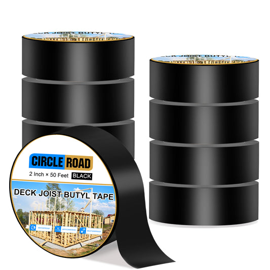 Joist Tape for Decking 2'' X 50', 8 Rolls Weatherproof Butyl Tape for Wood Decks Beams Roof, Flashing Tape Anti-Corrosion Weather Resistant Black Deck Joist Tape Outdoor Patio Repair